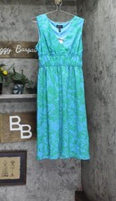 adrianna By Adrianna Papell Neck Floral-Print Smocked-Waist Dress Blue / Green 8