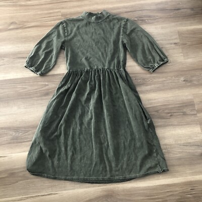 washed olive green dress Olive Washed Casual Cap Sleeve Mini Dress Large