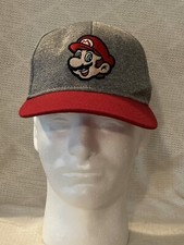Nintendo Super Mario Bros Gray Red Snapback Hat Gently Worn Very Good Condition