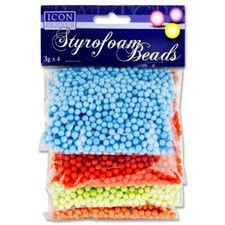 Lot de 4 perles en polystyrène coloré 3g par Icon Craft