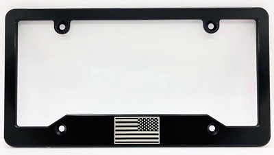 BSNP VETERAN HMC Billet License Plate Frame Black Anodized AMERICAN FLAG