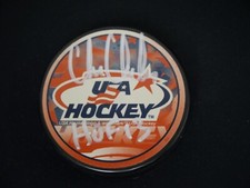 CHRIS CHELIOS SIGNED USA HOCKEY PUCK INSCRIBED 