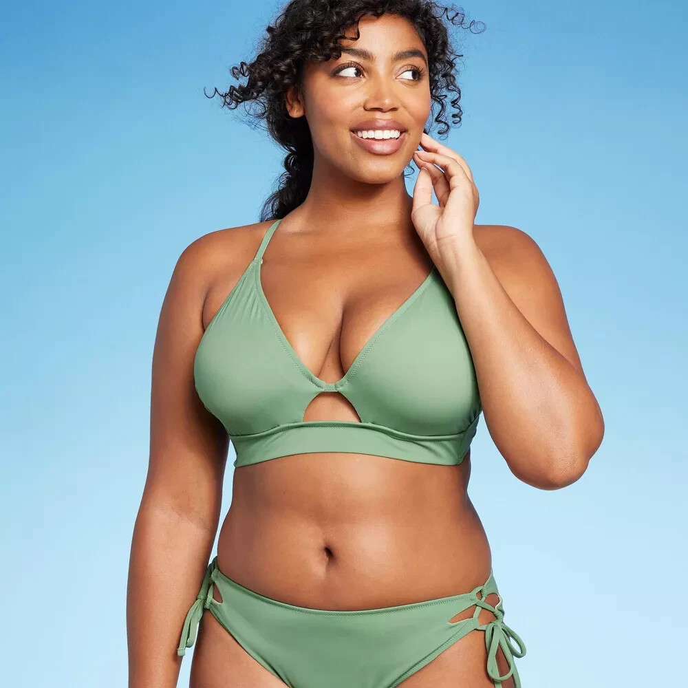 Women's 32DD Longline Cut Out Bikini Top - Shade & Shore™ Wasabi