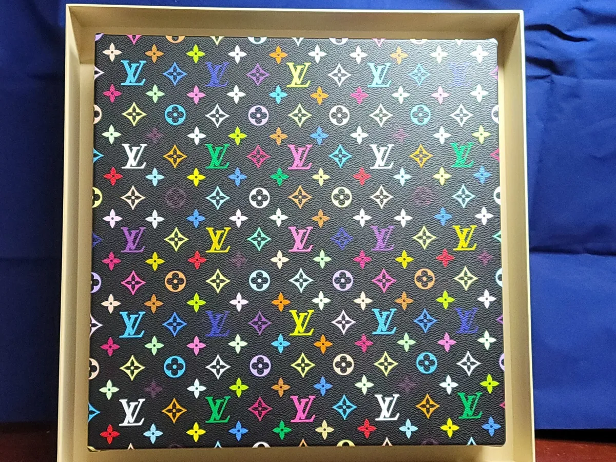 Vtg 2000s Louis Vuitton Takashi Murakami LV Monogram Black Rainbow Leather Pochette Mini Shoulder Bag