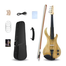 4/4 4-String Big Jack Style Wooden Electric Violin with Case and Shoulder Stock