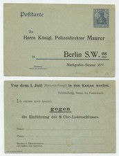 98623 - ungebrauchte Postkarte Abstimmung gegen 8-Uhr-Ladenschluss, Berlin 1906