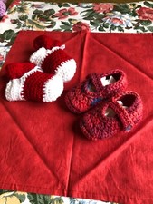 Scarpette bimbi in misto lana lavorate all'uncinetto