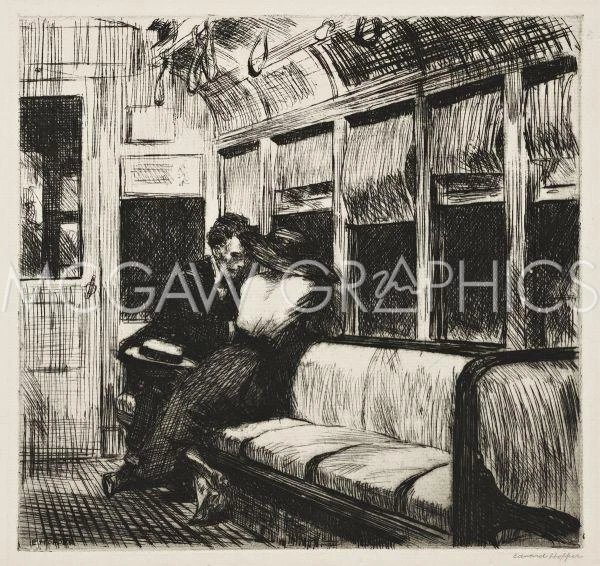 Night on the El Train 1918, Edward Hopper, Wall Decor Art Print  11" x 14"  2754 - Image 2 of 2