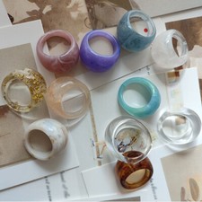 Retro Acrylic Resin Ring Women Girls Men Wide Thick Knuckle Finger Rings Gift  