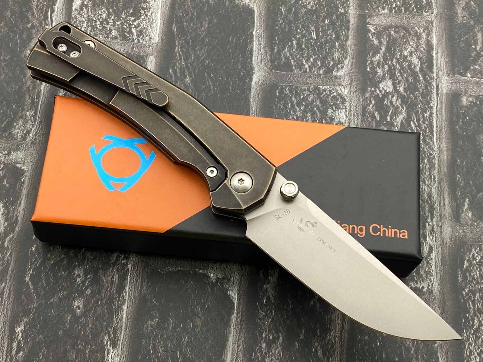 Sixleaf SL18Bronze Folding Knife CPM20CV Blade TC4 titanium alloy Handle Tool eBay