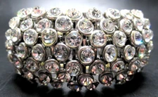 HUGE Sparkling Ice Rhinestone HEAVY Vintage Stretch Bracelet