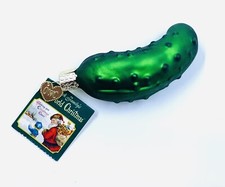 Vintage Merck Family OLD WORLD CHRISTMAS Pickle Ornament w/Original Box Tags NOS