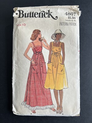 RAR Vintage Schnittmuster Butterick 4867 Rücken gewickelt Sommer Sommerkleid 32,5''