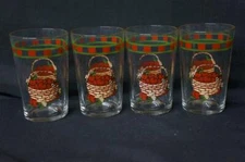 4 Alco AOI12 Pattern Apple Basket Juice Glasses 4 1/4" Tall