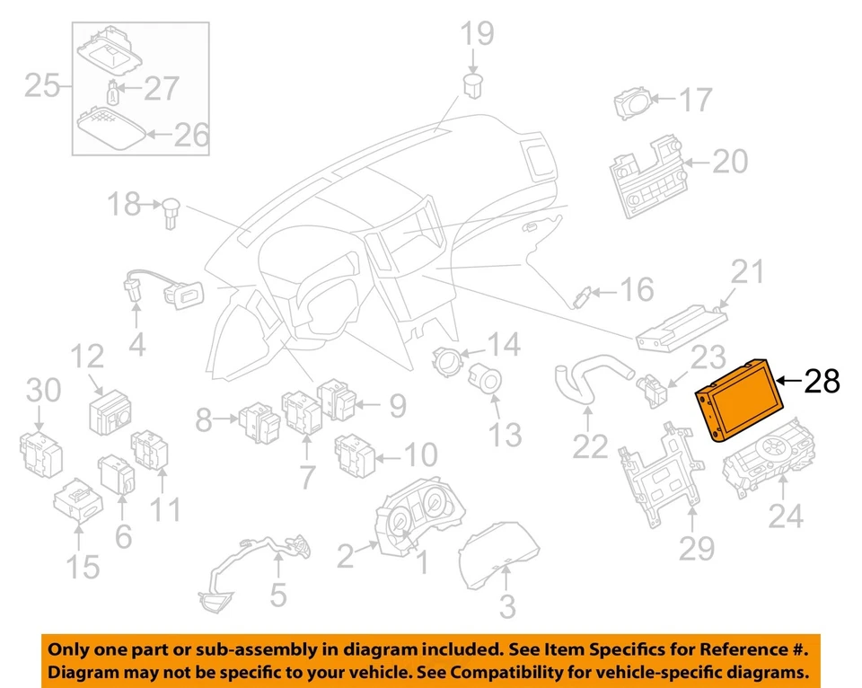 Б/у информационно-развлекательный дисплей подходит: 2009 Infiniti FX серии дисплей приборной панели w/na - Изображение 3 из 4