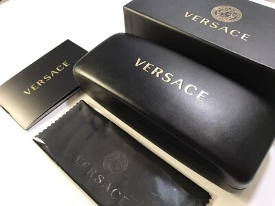 Versace Eyeglass Sunglass Hard Black Case With Cleaning Cloth In Box Medium Size