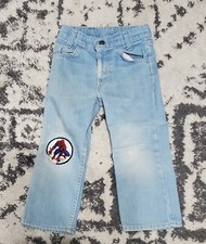 Vintage 1980s kids little levis 1980s Olympic blue jeans. 1979 Spiderman patch