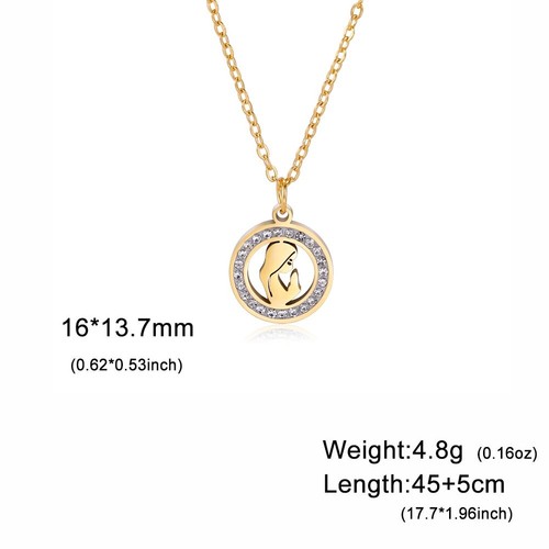 HotHoly Virgin Mary Clear Zircon Necklace Stainless Steel Chain Choker Jewelry - Picture 9 of 17