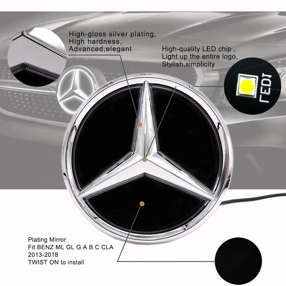 Espejo tipo giro coche LED estrella logotipo emblema rejilla insignia luz para Mercedes Benz Foto 4 de 4