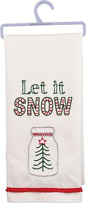 NEW!~''Let It Snow'' Tree in a Mason Jar CHRISTMAS TEA TOWEL 26''~Hand/Kitchen/Dish