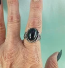 Vintage Sterling Silver ISRAEL 925 Black Onyx Cuff Ring Size 6 Cocktail Fashion