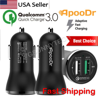  QC3.0 4.8A  2 Port USB 3.0 Fast Car Charger Adapter for iPhone Samsung LG