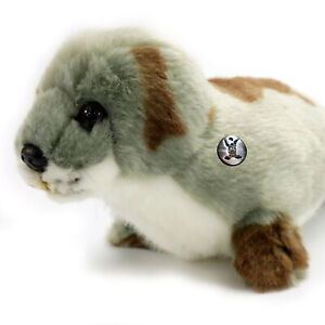 22 cm Seehund-Baby Kuscheltier Plüschrobbe Largha-Robbe Plüsch/Stoff grau-braun 