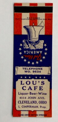 Vintage Lou s Cafe Cleveland Ohio Matchbook Cover God Bless America