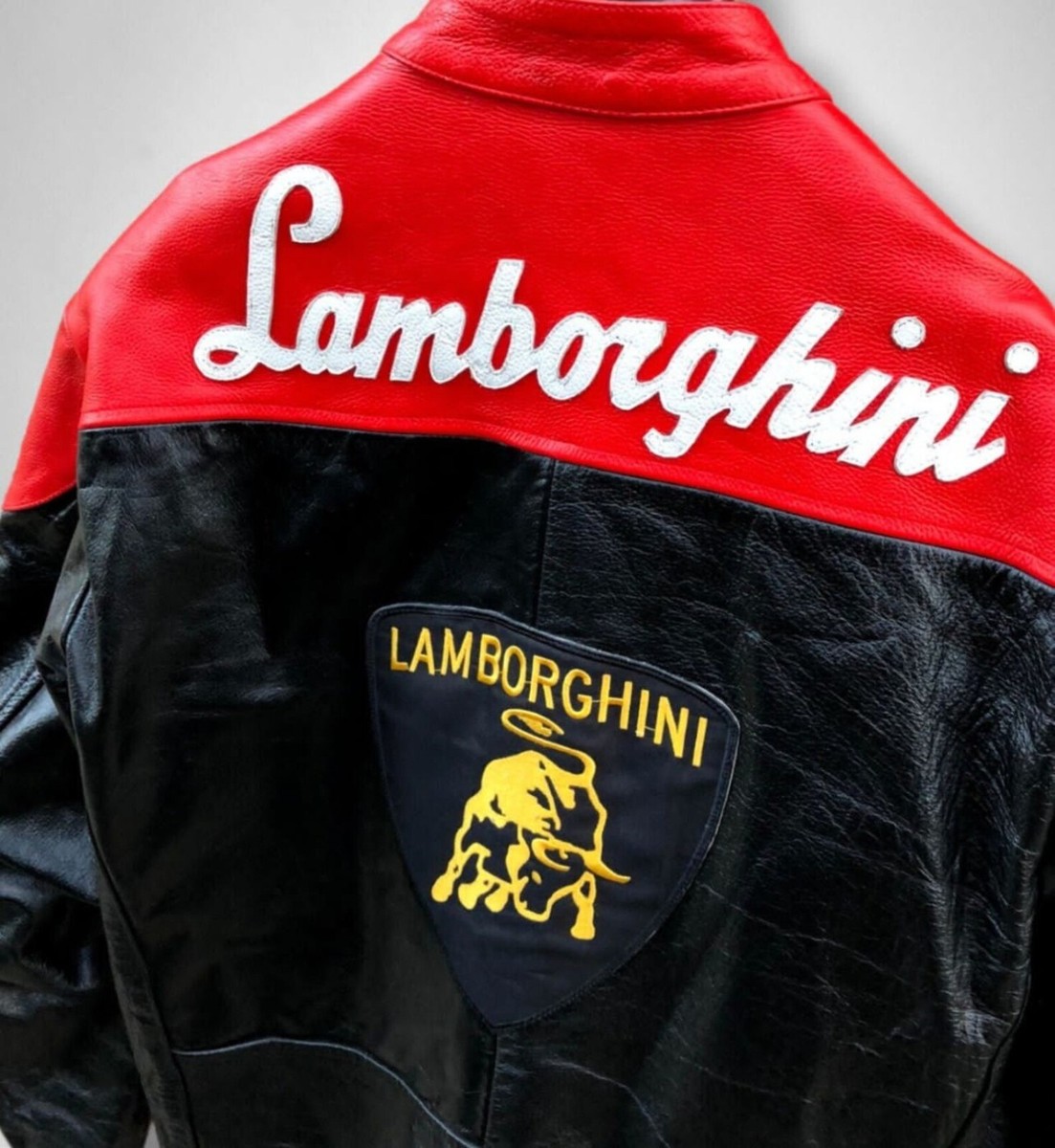 LAMBORGHINI レザージャケット ブラック　タグ付き Lamborghini biker racing leather jacket handmade black