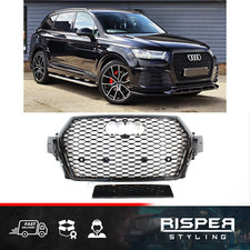 FOR AUDI Q7 / SQ7 2015-2020 'RSQ7 STYLE' HONEYCOMB GRILL IN ALL GLOSS BLACK