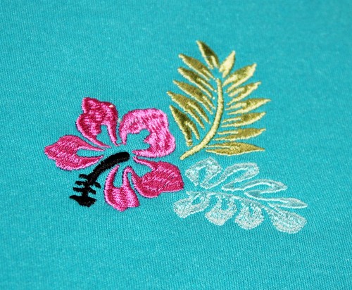 BLAIR 3/4 Sleeve Embroidered Button-Front Twinset, Size M, Teal Tropical, NEW!! - Picture 3 of 8