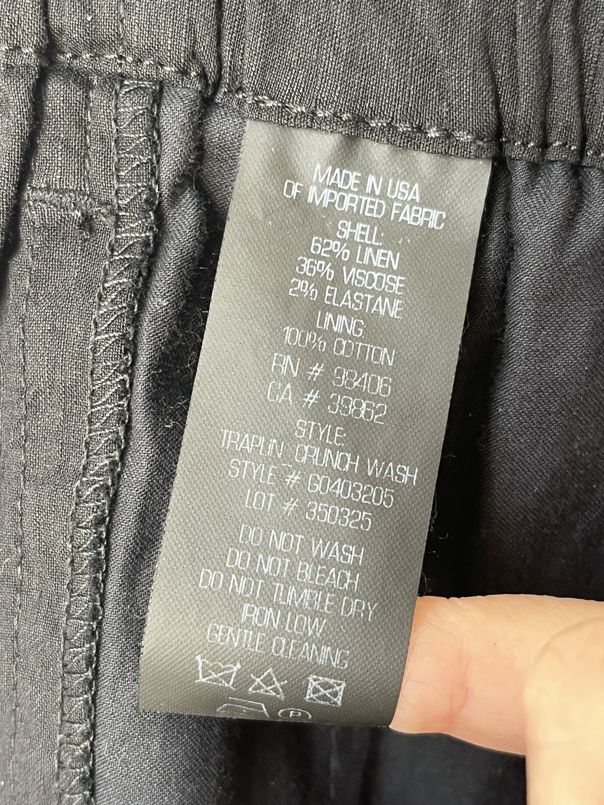 Theory Traplin Crunch Black Linen Blend Pull On Summer Work Pants USA ...