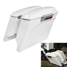 5" Stretched Saddlebags Pair White Fit For Harley Touring Road King 1993-2013