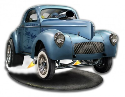 1941 S.W.C. Willys Gasser US Car Plasma Cut Metal Sign Retro Blechschild Schild