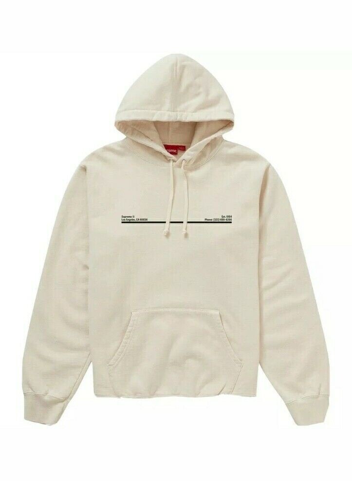 Supreme Shop Hooded Sweatshirt Los Angeles Size Large Natural FW20 