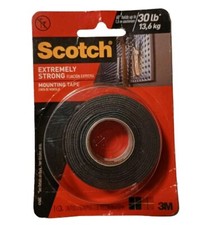 Scotch Extreme Mounting Tape 1" x 60" Black 30 Lbs Hold