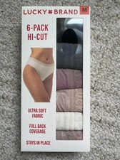 NEW Lucky Brand Women's Multicolor Hi-Cut Ultra Soft Panties, 6 Pack S M
