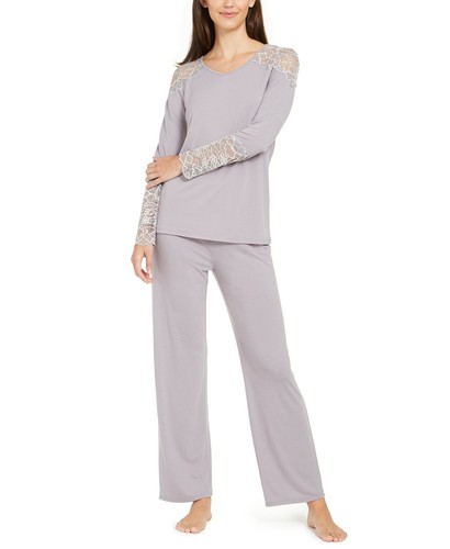 Charter Club Womens Lace-trim Pajama Set