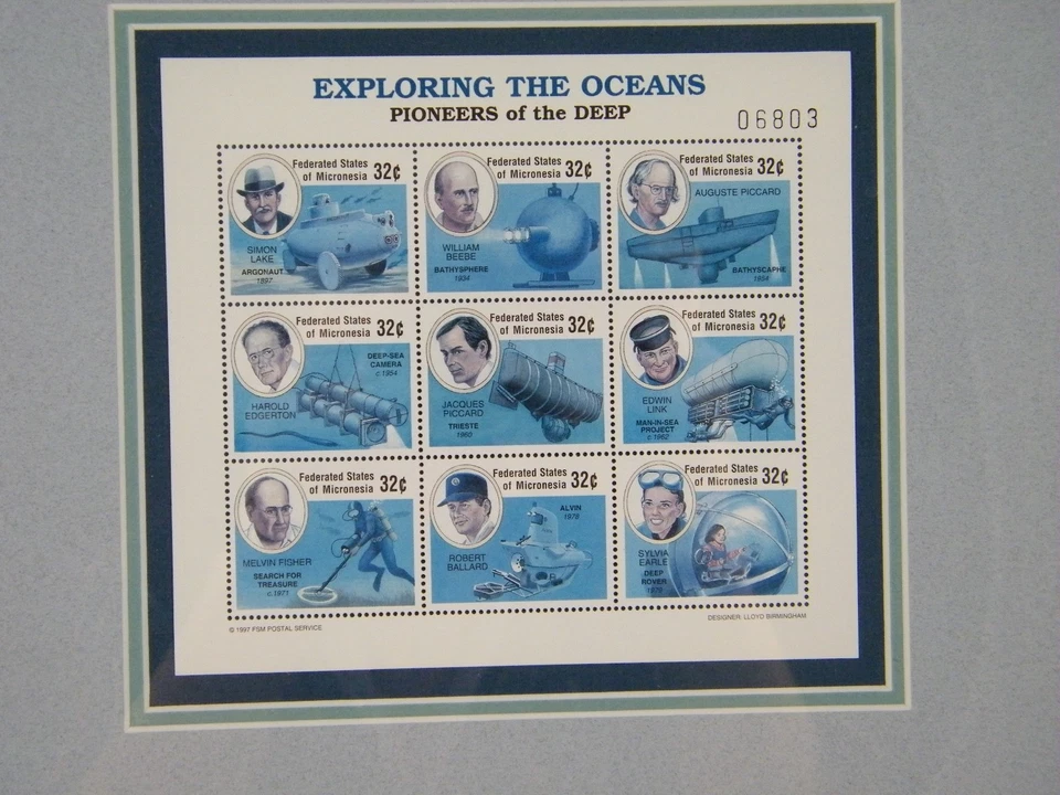1997 EXPLORING THE OCEANS FRAMED PLATE BLOCK STAMPS FEDERATED STATES  MICRONESIA - Image 2 of 4