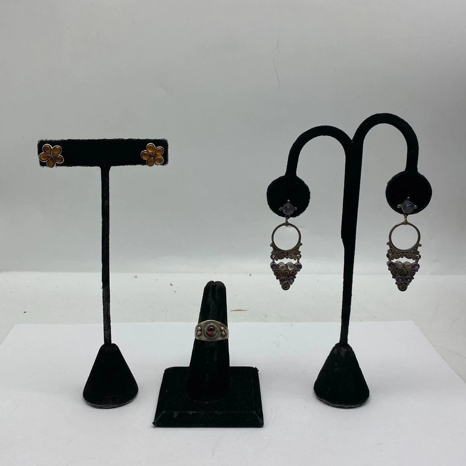 Sterling Silber verschiedene Ring/Ohrring Schmuck Konvolut 3 Teile 17,2 g