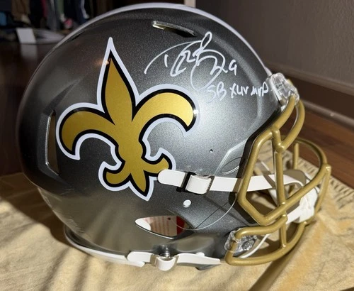 Drew Brees SB XLIV MVP Autographed Saints Flash Authentic Full-Size Helmet - BAS