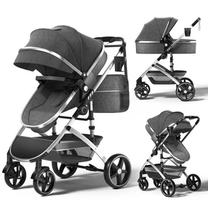 babyeap 2 in 1 Baby Stroller,Foldable Lightweight Carriage Reversible Bassinet P