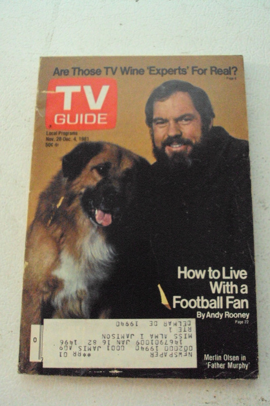 TV Guide, 1981, Father Murphy, Merlin Olsen cover, wine experts, football fans
