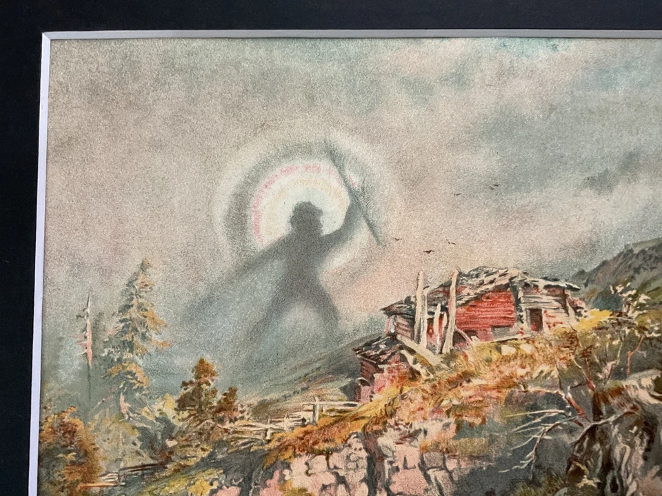 Rare 1885 Art Print , Genuine, Mounted , Spiritualism, SPECTRE OF THE BROCKEN - image 2 of 4