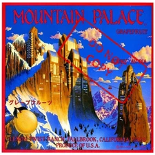Mountain Palace Grapefruit Fallbrook San Diego Fruit Crate Label Art Print 8x8