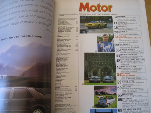 MOTOR AUG 1988 SUPER VETTE CORVETTE ZR1 JAG MERC-BENZ JAGUAR XJ-S TOYOTA MR2 - Picture 2 of 3