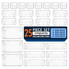 Drawer Organizer Set 25PC Stackable Storage Trays Makeup Kitchen Office Bins