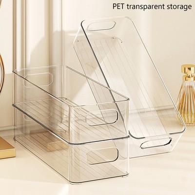 1PC Refrigerator Organizer Bins, Clear Stackable Plastic Food Storage Rack