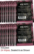 The Vanity Project Wine Stain Remover Wipes 24 Wipes Total Sealed Packs as shown