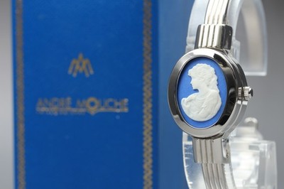 [Fast neuwertig] Andre Mouche Cameo Armreif Uhr Quarz Swiss Made Damenuhr JAPAN